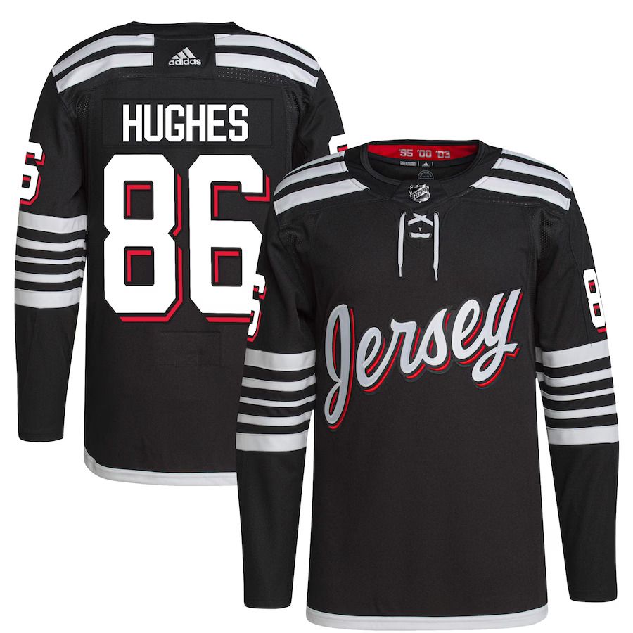 Men New Jersey Devils #86 Jack Hughes adidas Black Alternate Primegreen Authentic Pro Player NHL Jersey